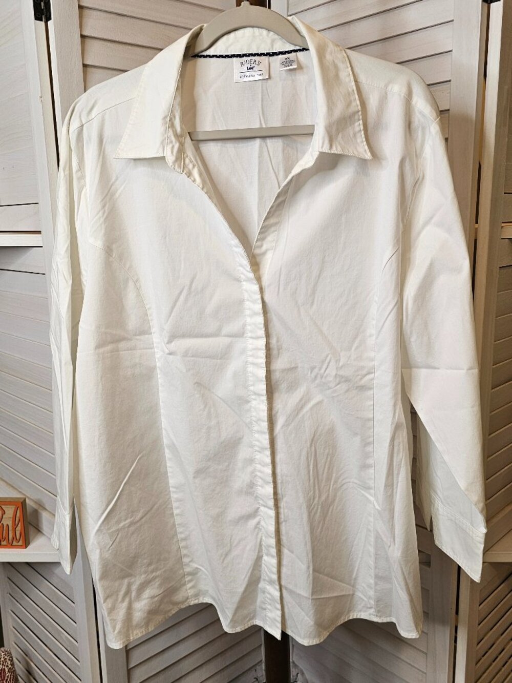 Riders by Lee Effortless Care, Plus Size 3X, White Button down Blouse